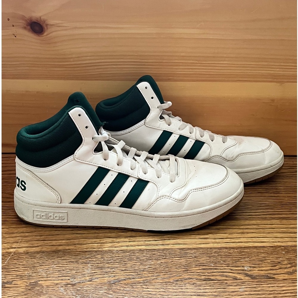 Adidas Hoops 3.0 Mid Mens Basketball Sneakers White Green IG5570‎ Size 12